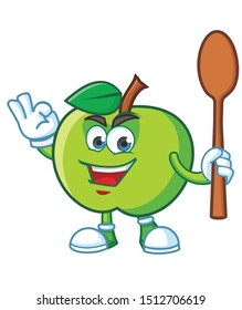 green apple mascot character vector