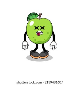 green apple mascot illustration is dead , character design