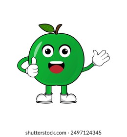 Green apple mascot illustration vector. Illustration mascot isolated on white backgrounds