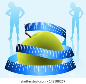 Green Apple With Measurement