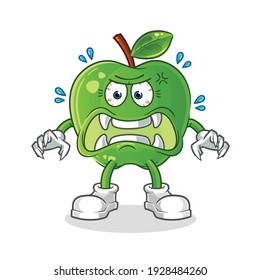 green apple monster vector. cartoon character