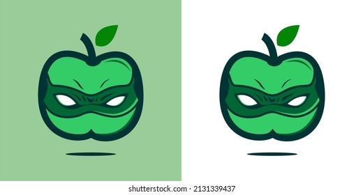 diseño de logotipo de ninja manzana verde 