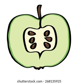 green apple on the cut