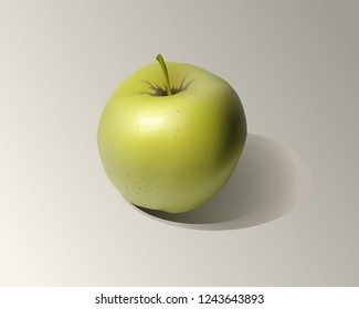 Green apple on grey background