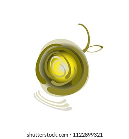 Green apple on  white background. Abstract drawing, vector illustration for logo design, posters, posters, advertising, markets.