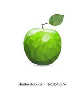 
Green apple on a white background. Apple is composed from triangles