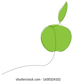 Green apple on white background vector illustration