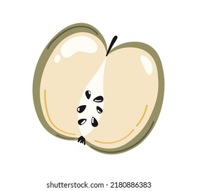 Green apple on a white background. Vector illustration.