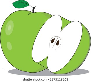manzana verde sobre fondo blanco. icono de manzana verde. Nutrición orgánica alimento sano.