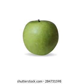 Green apple on the white background