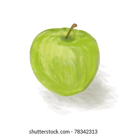 a green apple on a white background