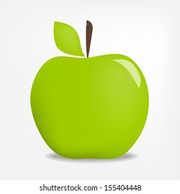 Green apple on a white background.Vector illustration