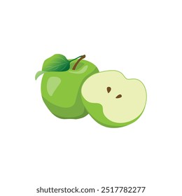Green Apple on Wooden Table Fresh and Juicy