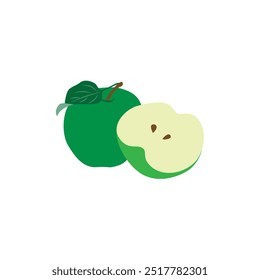 Green Apple on Wooden Table Fresh and Juicy