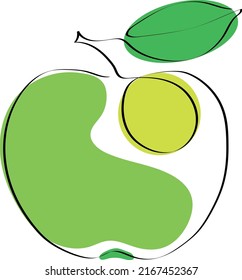 green apple one line illustration