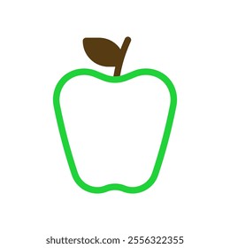 Green apple outline icon. Concept of healthy eating, diet, and nutrition.