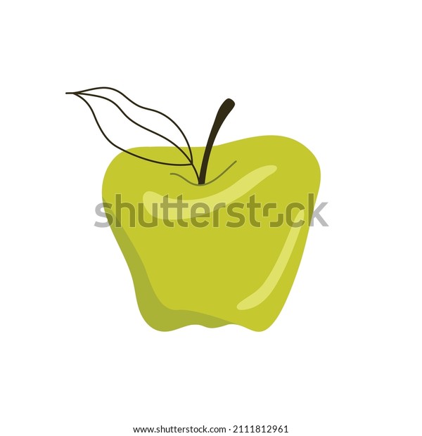 Green Apple Outline Leaf Green Isolated Stock Vector (Royalty Free) 2111812961 Shutterstock