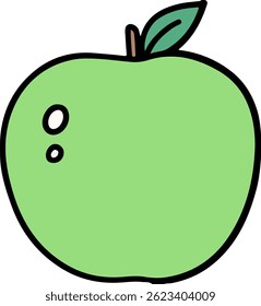 Green apple outline vector illustration