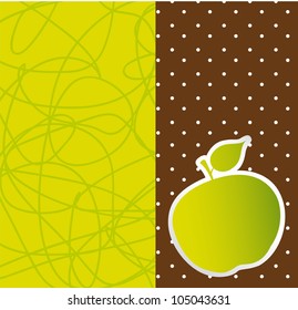green apple over cute scrapbook. vector illustration