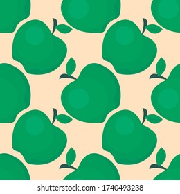 Green apple pattern , illustration, vector on white background