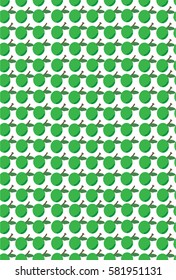 Green apple pattern on the white background