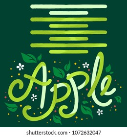 Green apple peel vector art brush stroke.