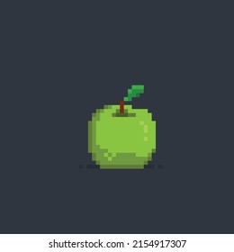 green apple in pixel art style