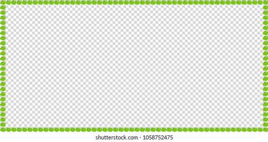 Green apple rectangle frame border isolated on transparent background. Vector template, poster, banner, billboard, signboard, framework with empty copy space for text or image inside