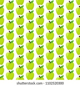 Green Apple Seamless Pattern - Green apples on white background
