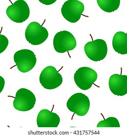 Green apple seamless pattern on white ground