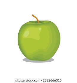 Green apple set vector illustration. Cartoon isolated whole delicious juicy fruit and cut into portion slices, half and quarter pieces, tree branch with organic fruity apples, and green leaves
