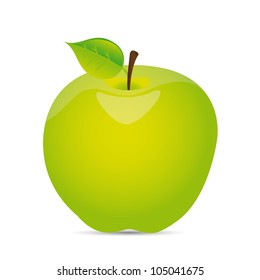 green apple with shadow over white background. vector green apple with shadow over white background. vector