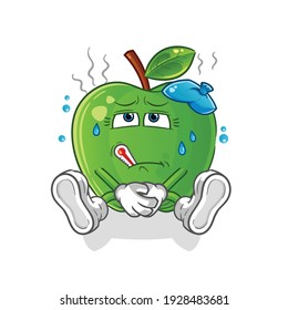 green apple sick vector. cartoon character