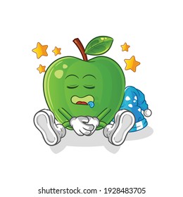 green apple sleeping character. cartoon mascot vector