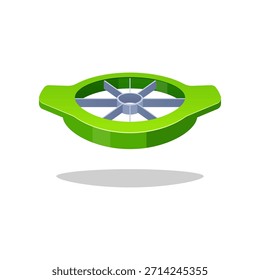 Vector verde de la cortadora de la manzana aislado en el fondo blanco.