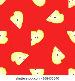 Green apple slices flat style - seamless pattern