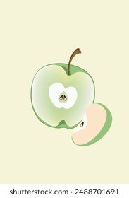 Rodajas de manzana verde y un fondo claro