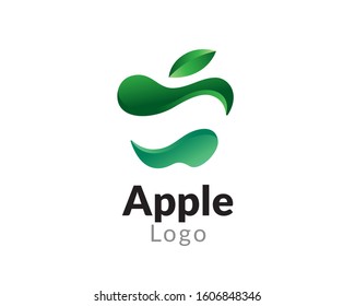 green Apple stylized logo design inspiration