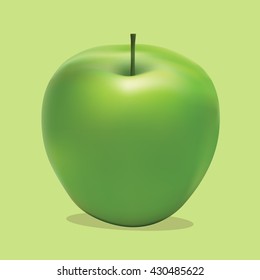 An green apple that is in vector by mesh tool in illustration.