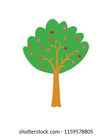 Green Apple tree icon. Vector illustration