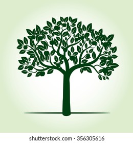 Green Apple Tree. Vector Illustration.