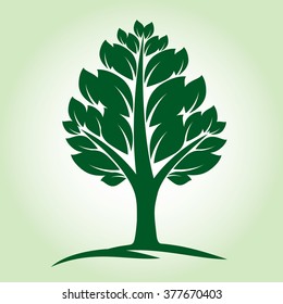 Green Apple Tree. Vector Illustration.
