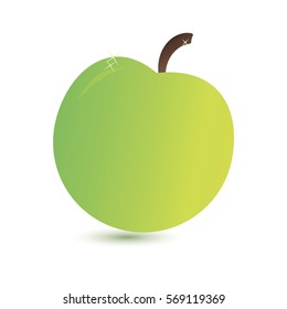 green apple with a twig - vector illustration