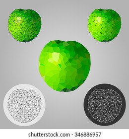 Green apple vector. Abstract polygonal illustration.