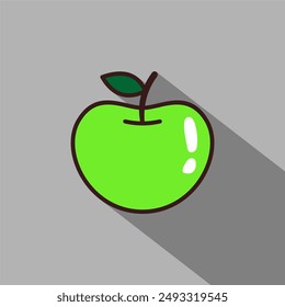 Green apple vector in cartoon style. Flat design vector symbols editable size EPS10. Green apple vector icon illustration