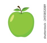 green apple vector, flat green apple vector on white