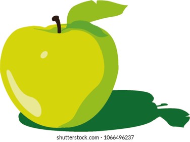 Green apple, vector fruit