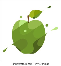 Green Apple vector icon Sliced
