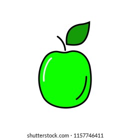 Green apple. Vector illustration.
