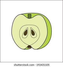 Green apple. Vector illustration.